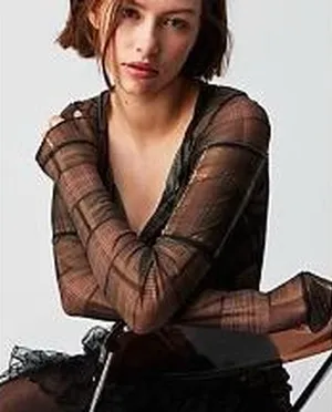 Free people mesh long sleeve top thumbnail 1