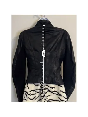Women’s AQUA Black Leather Jacket MOTO Small thumbnail 5