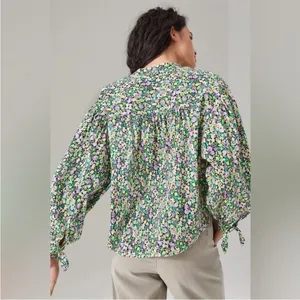Anthropologie Maeve Ashleigh Puff-Sleeved Button Down Ditsy Floral Blouse thumbnail 5