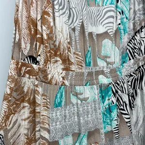 Two by Vince Camuto Tribal Beat Safari Zebra High Low‎ Faux Wrap Midi Dress thumbnail 5