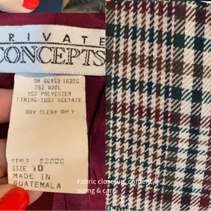 Vintage 1980'S Private Concepts Burgundy & Green Wool Blend Plaid Blazer (10) thumbnail 11