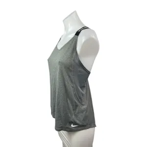 Nike Dri Fit Women's Gray Crossback Running Yoga Workout Athletic Tank Top Sz M thumbnail 3