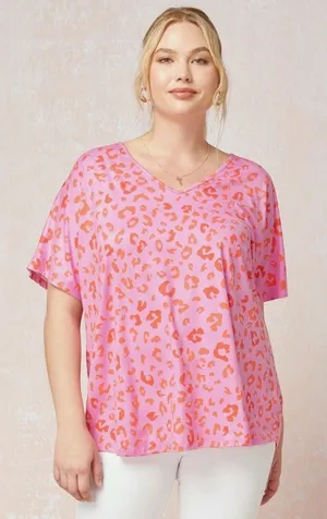 Pink Cheetah Print Blouse – Entro thumbnail 1