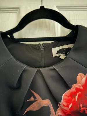 Black Floral Bodycon Dress Size 6 thumbnail 4