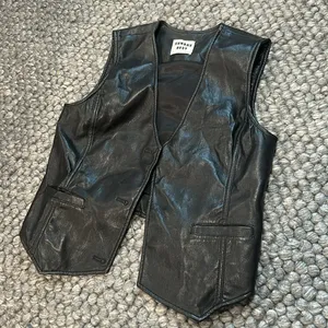 Sunday Best Aritzia Black Leather Open Vest Size 0 thumbnail 3