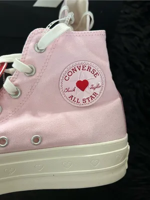 CONVERSE Chuck Taylor all star lift hi top pink hearts shoes sneakers sz 9 new thumbnail 7