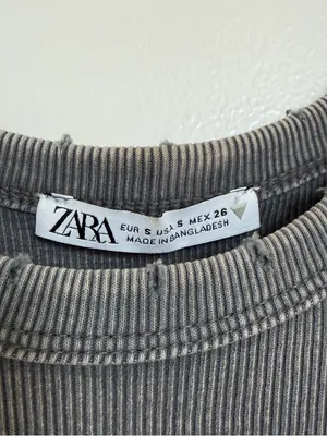 Zara Charcoal Ribbed Tank Top - Sleeveless Crew Neck thumbnail 3