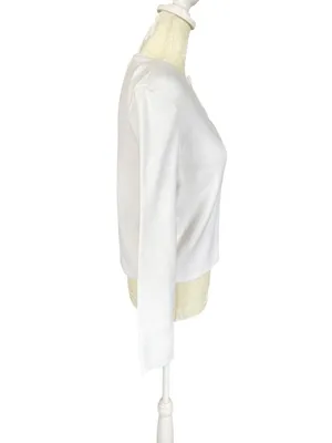 J. Crew women's white long sleeve zip up crewneck stretchy sweater size small thumbnail 3