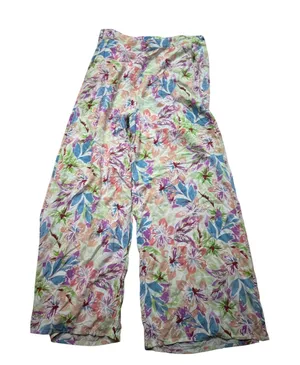 ROXY Womens Floral Wide Leg Lounge Pants Lightweight Boho Casual‎ Costal Size M thumbnail 1