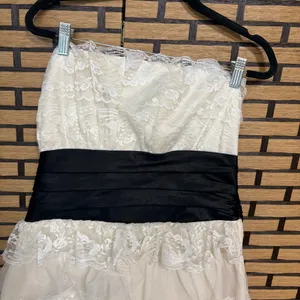 Masquerade White And Black Lace Strapless Dress Size‎ 16/17 thumbnail 3