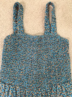 Boho Smocked Wide Leg Jumpsuit Teal Floral Palazzo‎ Romper Small Cottagecore thumbnail 6