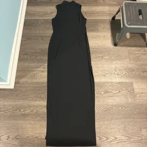 Adrianna Papell Vintage Black Cheongsam Maxi Dress with Floral Embroidery & Mandarin Collar thumbnail 3