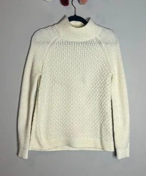 Talbots off white mock neck knit sweater thumbnail 1