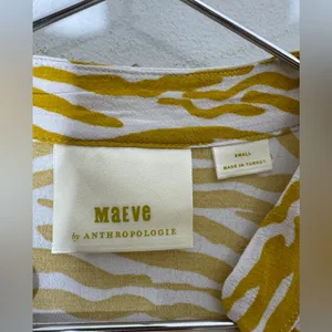 Anthropologie Womens‎ Utility Shirt Yellow Zebra Stripe Amira Short Sleeve Sz S thumbnail 3