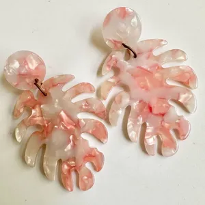 Acrylic leaf statement earrings thumbnail 6