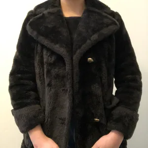 vintage sear’s brown/black fur pea coat thumbnail 6