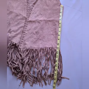 Vest Gipsy brown suede sleeveless, V-neck fringe top women’s‎ XXL stretch light thumbnail 6