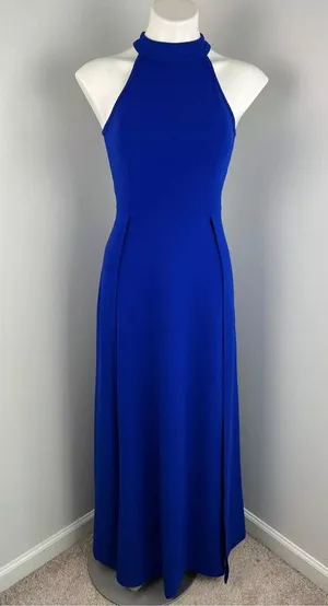 High Neck Formal Wedding Maxi Evening Prom Homecoming Dress Gown Small thumbnail 1
