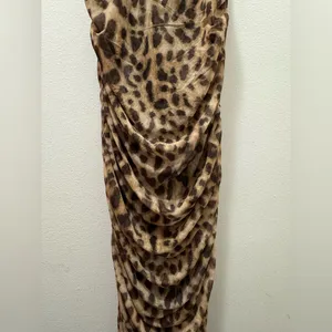 NWT Zara animal print leopard tulle ruched dress large thumbnail 9