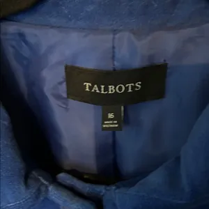 Talbots Quilted Velvet Blazer Jacket Royal Blue Button Holiday Office women’s 16 thumbnail 3
