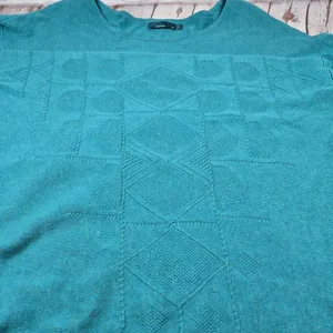 Prana‎ Stacia Sweater Teal Green Geometric Knit Organic Cotton Size S thumbnail 7