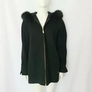 Ellen Tracy Wool Coat Blue Fox Fur Collar‎ Small Navy Blue Luxury Winter Classic thumbnail 2