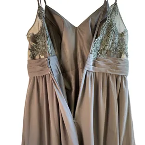 Azazie Bridesmaid Dress Steel Grey Chiffon Lace Maxi Gown Formal Sz A14 Wedding‎ thumbnail 8