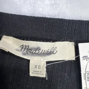 Madewell Flared-Sleeve Cardigan Sweater Black Button Up Crewneck Variegated XS thumbnail 4