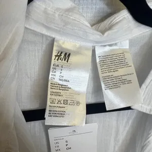 HM White Lace Up Cotton Gauze Shirt Oversized Long Sleeve Top Small NEW thumbnail 5