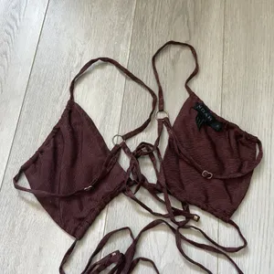 Indah Strappy Bralette plunge sparkly printed womens Brown (small) resortwear thumbnail 2