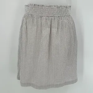 TULIP B Skirt Womens M Gray White Stripe Seersucker Mini Pockets Lined Cotton thumbnail 2