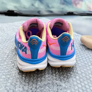 Hoka One One Clifton 9 Pink Running Shoes with White Diagonal Stripes #running #athletic women size 7.5 ( new no box) thumbnail 3