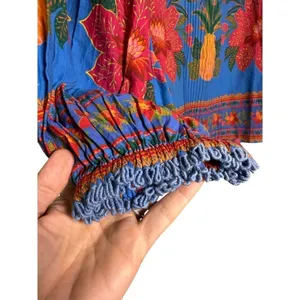 Farm Rio Tropical Tapestry Blouse Lace Inset Sz. S thumbnail 5