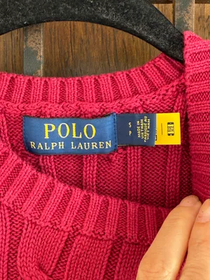 Ralph Lauren Women's Pinkish Red Crewneck Cable Knit Sweater Size S thumbnail 2