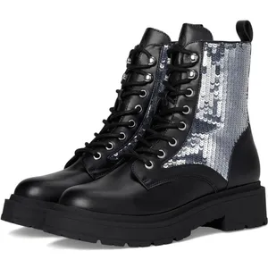 Nine West Black Sequin Combat Boots Lug Sole Lace Up Platform Boots 8M NEW thumbnail 1
