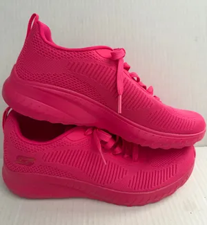 BOBS from Skechers Chaos Hot Pink Knit Lace-Up Sneakers thumbnail 4