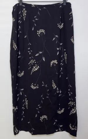 VTG 90s Hilliard Hanson Women Whimsigoth Fairy Grunge Skirt Large Black‎ Floral thumbnail 1