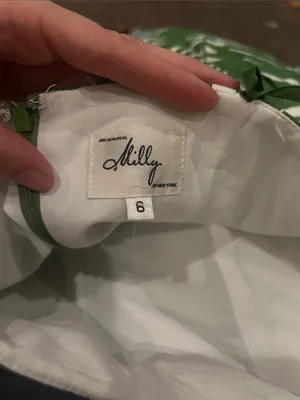 Milly of New York Green Palm trees Linen strapless dress thumbnail 7