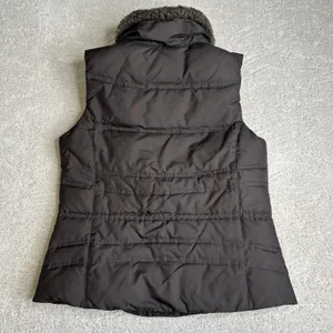 Women's Eddie Bauer Medium Premium‎ 700 Fill Goose Down Brown Vest Fur Neck thumbnail 5