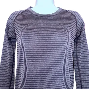 Lululemon Swiftly 6 Tech Striped‎ purple Long-Sleeves Shirts thumbnail 3