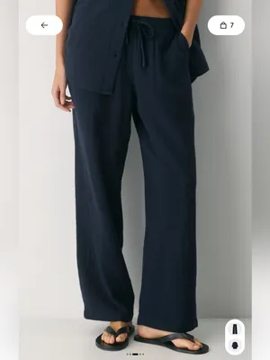 Aritzia Airplush Cotton Navy Wide-Leg Drawstring Sail Pants thumbnail 2