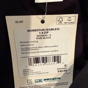 DSG Momentum Seamless 1/4 Zip Black‎ Activewear Pullover Womens Small NWT thumbnail 6