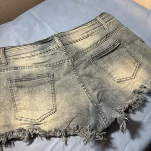 Source Unknown Light Blue Frayed Jean Shorts thumbnail 14