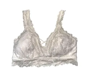 Maurices White Allover Lace Plunge Criss Cross Back Bralette thumbnail 2
