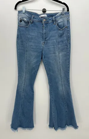 KanCan Flare‎ Jeans Womens 30 Light Wash Raw Hem Bell Bottom Stretch Denim thumbnail 1