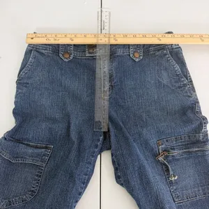 Jones Wear Jeans Cargo Shorts Womens‎ 8 Stretch Utility Multi Pocket Blue Denim thumbnail 8