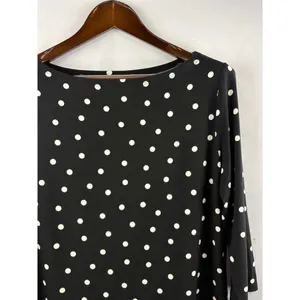 Women’s Ann Taylor Factory Large Black w/ White Polka Dot Blouse thumbnail 2