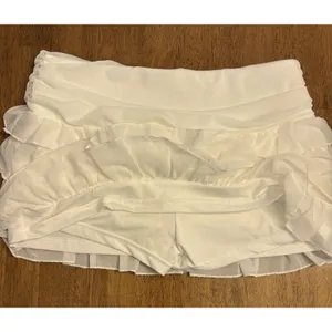 SheIn White Ruffle Mini Skirt Skort Tiered Layered Coquette Fairy Feminine Size Small thumbnail 4