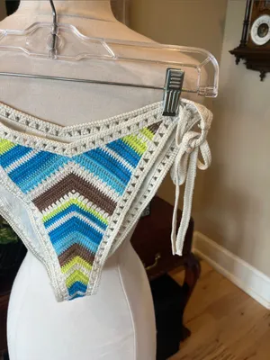Aeri Crochet Blue Brown Yellow Bikini Bottom thumbnail 3