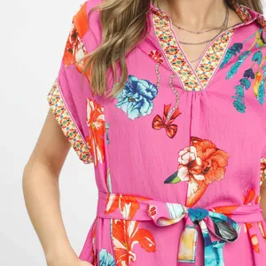 Umgee Floral Print Mini Dress with Belt‎ thumbnail 5